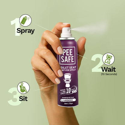 Pee Safe Toilet Seat Sanitizer Spray (Lavender) - 50 ML - BULK BUY