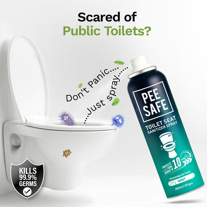 Pee Safe Toilet Seat Sanitizer Spray (Mint & Lavender) - 300 ML Pack of 4