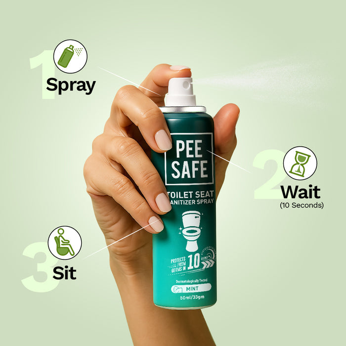Pee Safe Toilet Seat Sanitizer Spray (Mint) - 50 ML (Pack of 2)