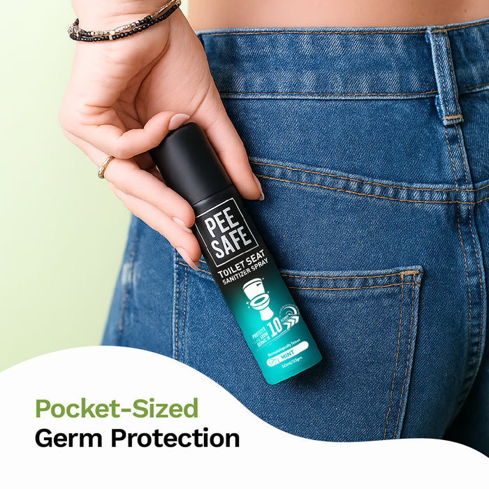 Pee Safe Toilet Seat Sanitizer Spray (Mint) - 50 ML (Pack of 2)