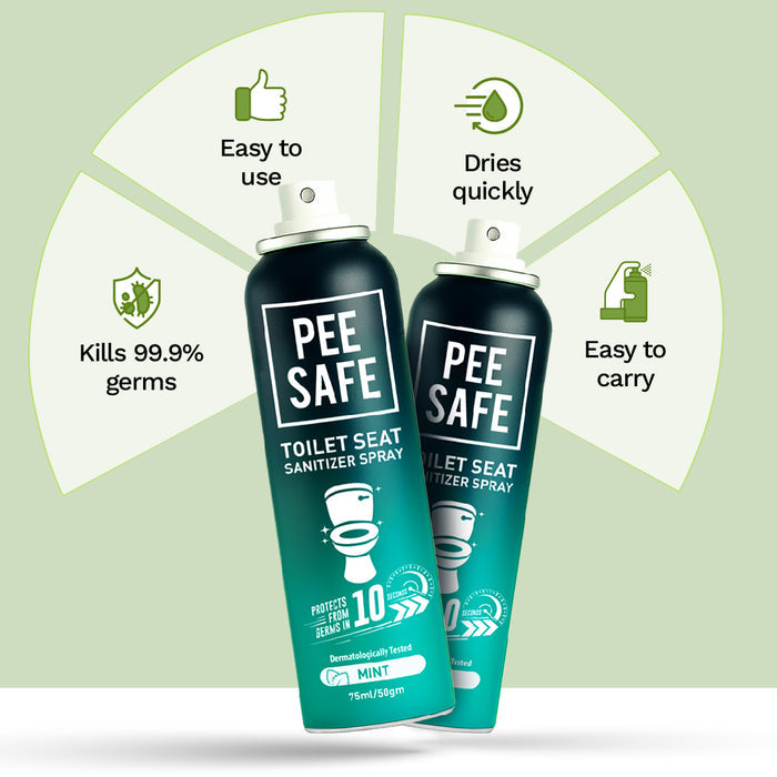 Pee Safe Toilet Seat Sanitizer Spray (Mint) - 75 ML *