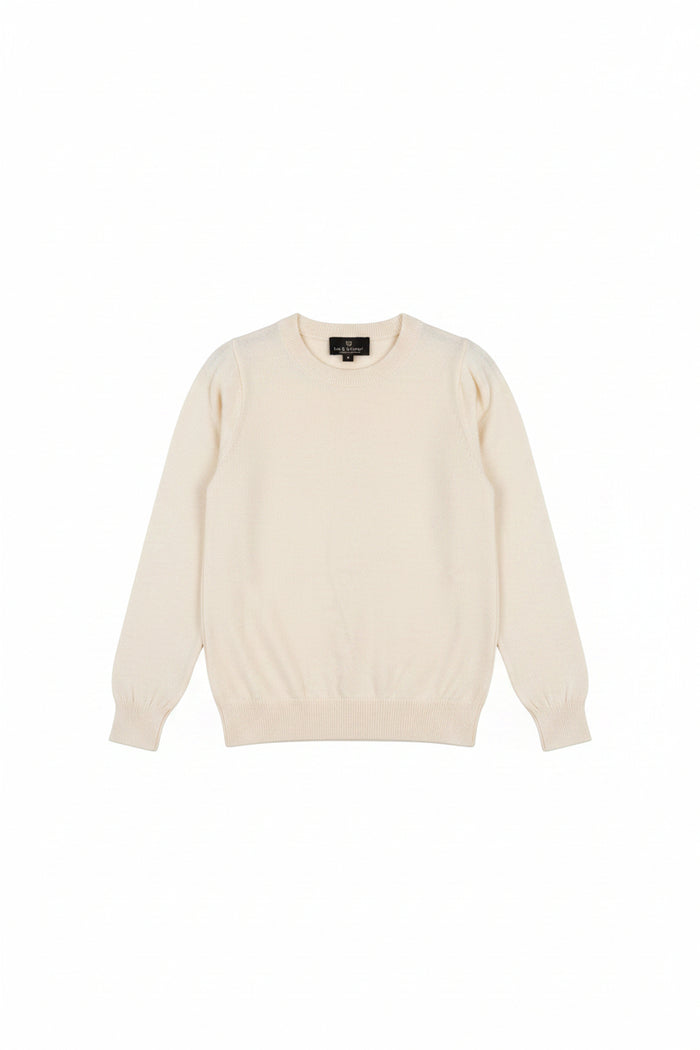 top l/s knit solid crew neck - ivory