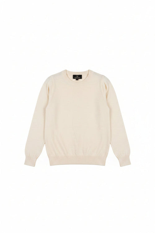top l/s knit solid crew neck - ivory