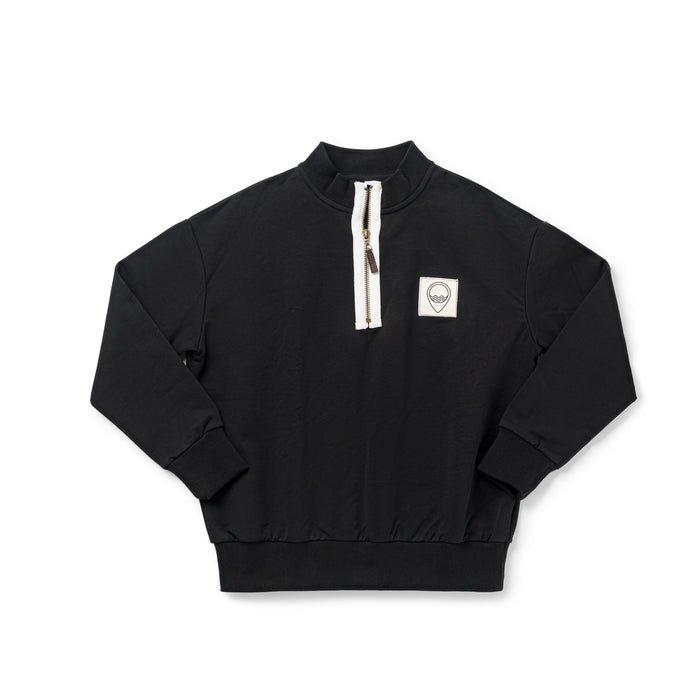 top l/s logo half zip sweatshirt - black