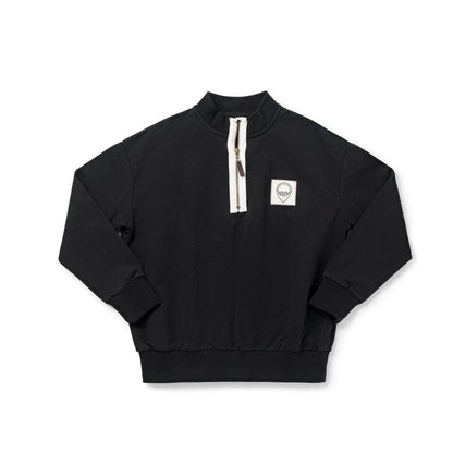 top l/s logo half zip sweatshirt - black