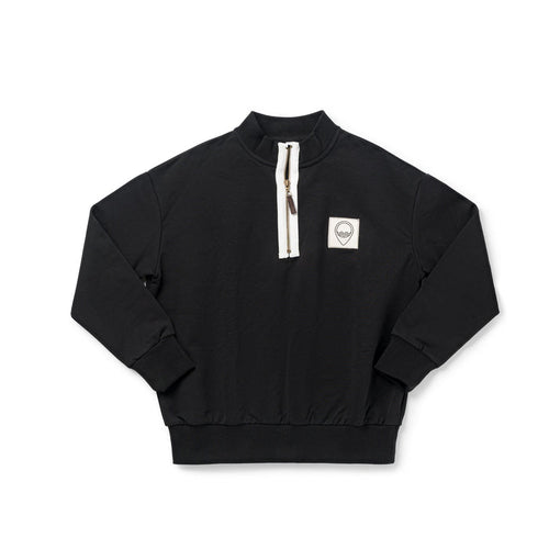 top l/s logo half zip sweatshirt - black