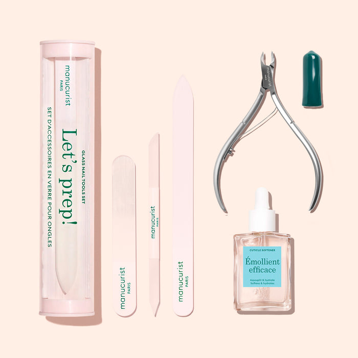 Trio Accessoires en verre + Émollient Efficace + Pince à Envies
