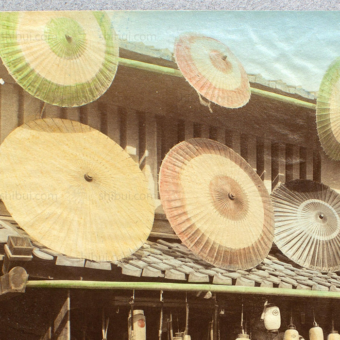 Umbrella & Lantern  Shop |  Japanese Antique Hand Tinted Albumen Photo