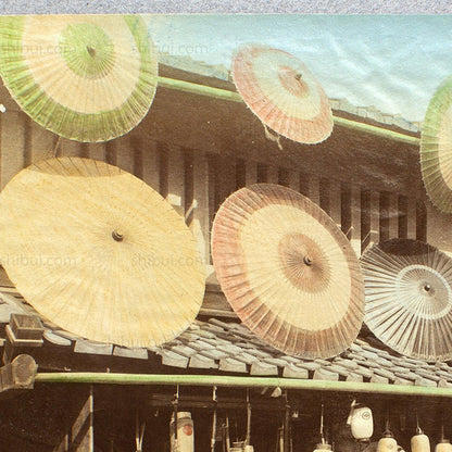 Umbrella & Lantern  Shop |  Japanese Antique Hand Tinted Albumen Photo