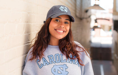 UNC Basic Grey Crewneck Sweatshirt by Champion - Detail View - Champion