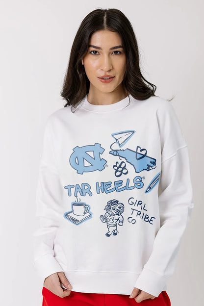 UNC Chapel Hill Doodle Crewneck - Detail View - Girl Tribe Co
