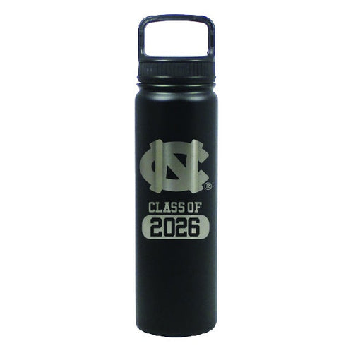 UNC Class of 2026 Water Bottle Stainless Steel 24oz in Black - Main View - Nordic