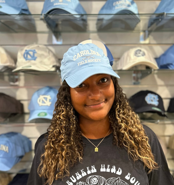 UNC Field Hockey Hat in Carolina Blue Dry Fit Adjustable - Detail View - Legacy