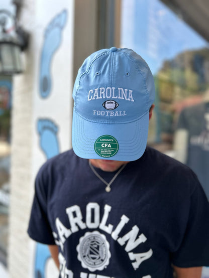 UNC Football Hat in Carolina Blue Dry Fit Adjustable - Detail View - Legacy