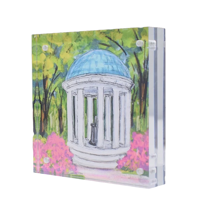 UNC Old Well Acrylic Block 4x4 - Detail View - HAVE MERCY LLC