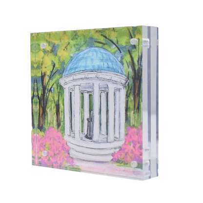 UNC Old Well Acrylic Block 4x4 - Detail View - HAVE MERCY LLC