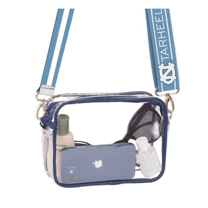 UNC Tar Heels Navy Bridget Clear Purse with Reversible Strap - Main View - Desden