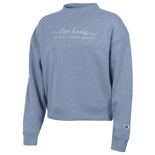 UNC Women's Triumph Embroidered Sweatshirt in Wildflower Pale Blue - Main View - Champion