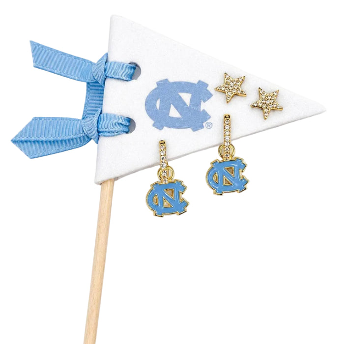 University of North Carolina Pennant Pair College Logo Earring Set - Main View - Color Shout