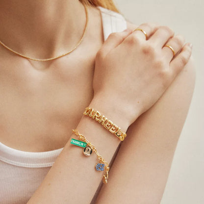 University of North Carolina Two-Piece Charm and Slogan Bracelet Set - Detail View - Baublebar