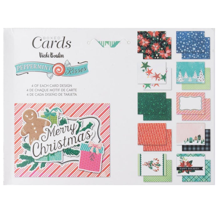 American Crafts - A2 Cards W/Envelopes (4.375"X5.75") - 40/Box - Vicki Boutin - Peppermint Kisses. Available at Embellish Away located in Bowmanville Ontario Canada.
