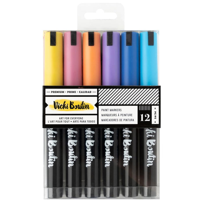 Vicki Boutin - Mixed Media Paint Markers - 12/Pkg. Immerse High-quality acrylic paints, watercolors, and metallic texture pastes to versatile ink pads and intricate stencils. Available at Embellish Away located in Bowmanville Ontario Canada.