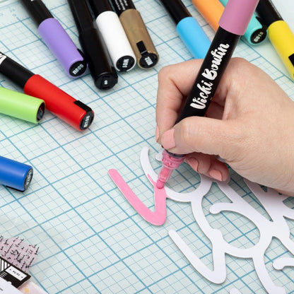 Vicki Boutin - Mixed Media Paint Markers - 12/Pkg. Immerse High-quality acrylic paints, watercolors, and metallic texture pastes to versatile ink pads and intricate stencils. Available at Embellish Away located in Bowmanville Ontario Canada.