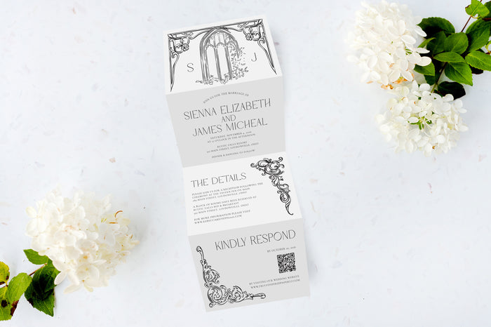 Vintage Architecture Tri Fold Invitation