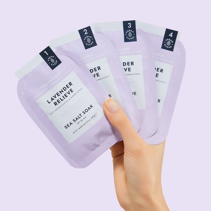 VOESH Deluxe Pedicure In A Box 4 In 1 (Case 50 packs) - Lavender Relieve