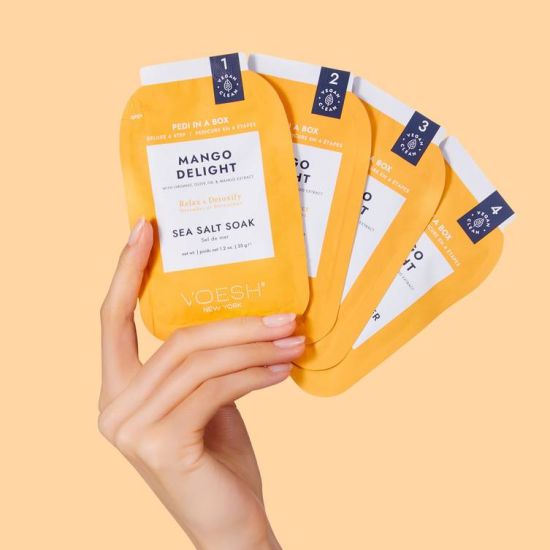 VOESH Deluxe Pedicure In A Box 4 In 1 (Case 50 packs) - Mango Delight