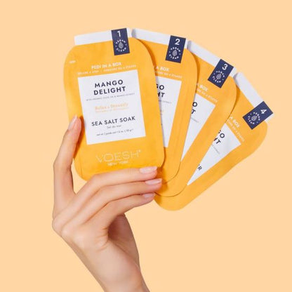 VOESH Deluxe Pedicure In A Box 4 In 1 (Case 50 packs) - Mango Delight