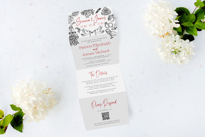 Whimsical Drawing Tri Fold Invitation