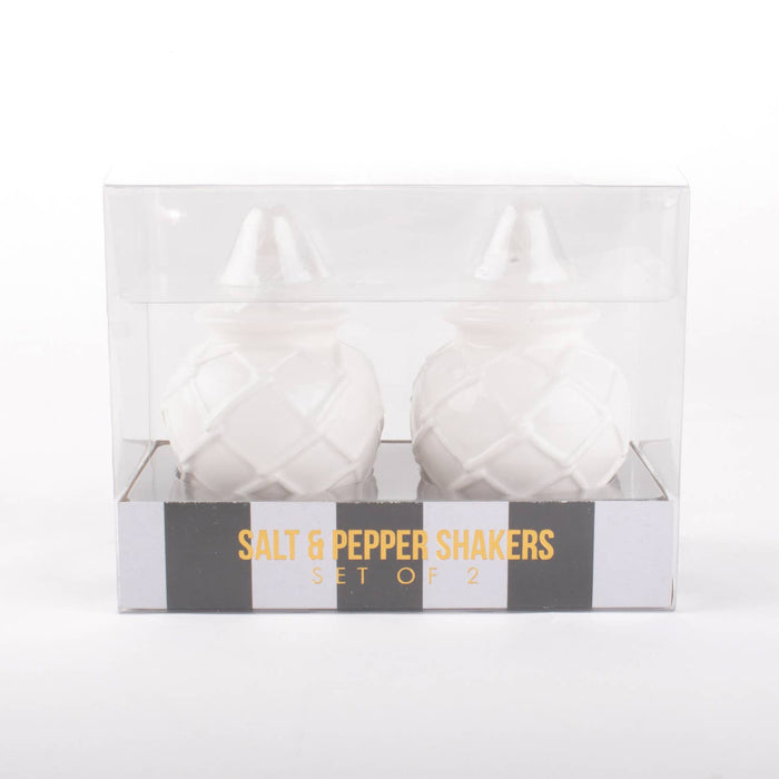 White Textured Ginger Jar Salt & Pepper Shaker Boxed Set