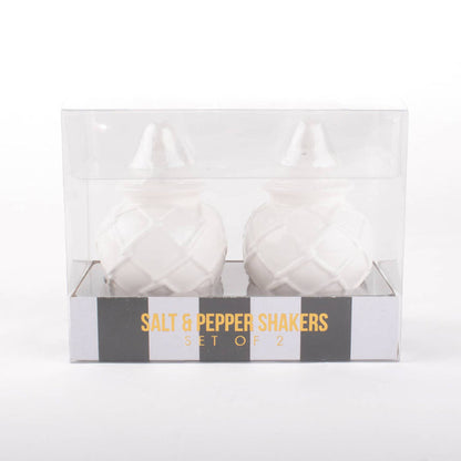 White Textured Ginger Jar Salt & Pepper Shaker Boxed Set