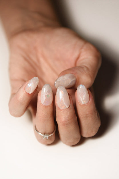 Winter Crystal Acrylic Stone Press-On Nails | Glossy Handmade Reusable Set | Custom Shape & Length | Luxury Builder Gel Nails