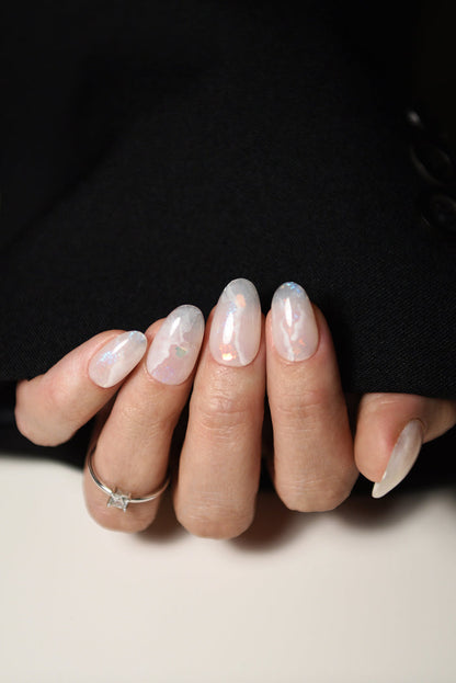 Winter Crystal Acrylic Stone Press-On Nails | Glossy Handmade Reusable Set | Custom Shape & Length | Luxury Builder Gel Nails