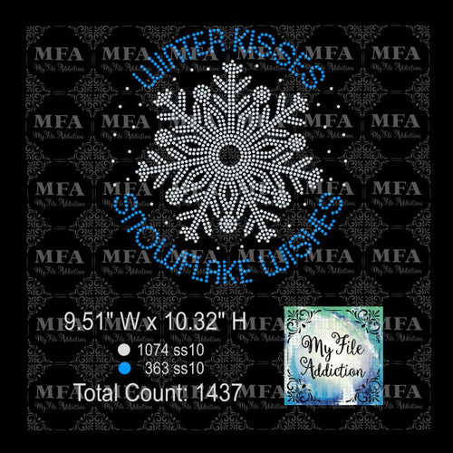 Winter Kisses Snowflake Wishes Rhinestone Digital Download File