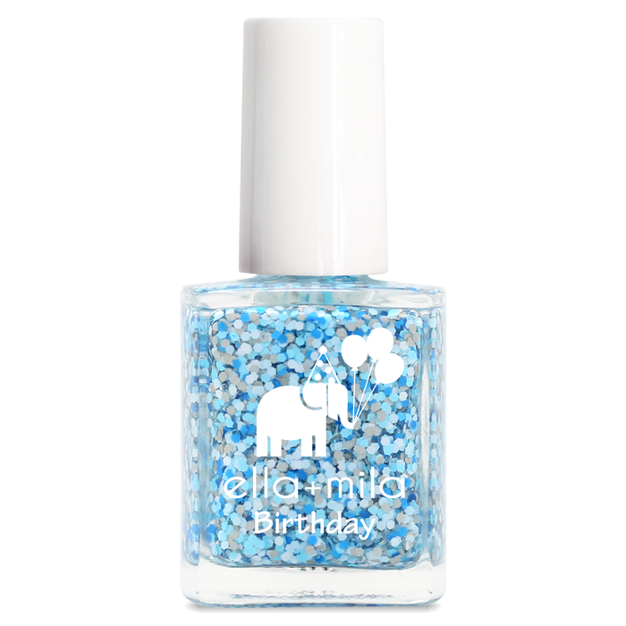 Winter Wishes blue and white confetti glitter nail polish bottle – ella+mila Birthday