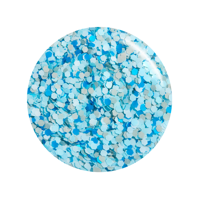 Winter Wishes blue and white confetti glitter nail polish color swatch