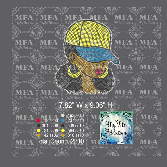 Woman with Trucker Baseball Hat 1 Rhinestone Digital Download File - My File Addiction