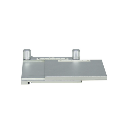 XY Microscope Gliding Stage, Silver, Small 105x105mm, SKU SG02304211, three quarter front view