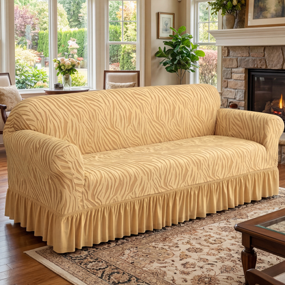 Zebra Velvet Skin Golden Sofa Cover