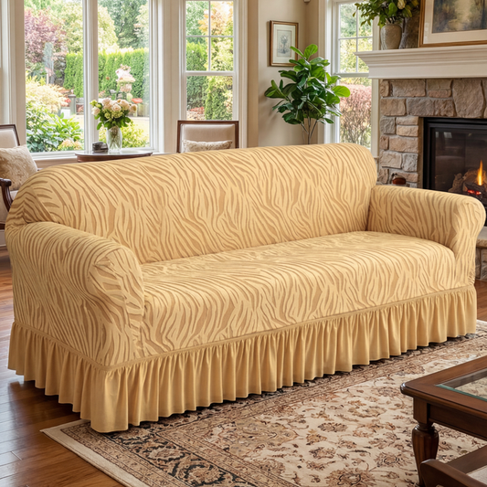 Zebra Velvet Skin Golden Sofa Cover