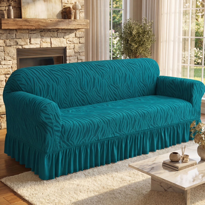 Zebra Velvet Zinc Sofa Cover
