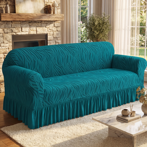Zebra Velvet Zinc Sofa Cover